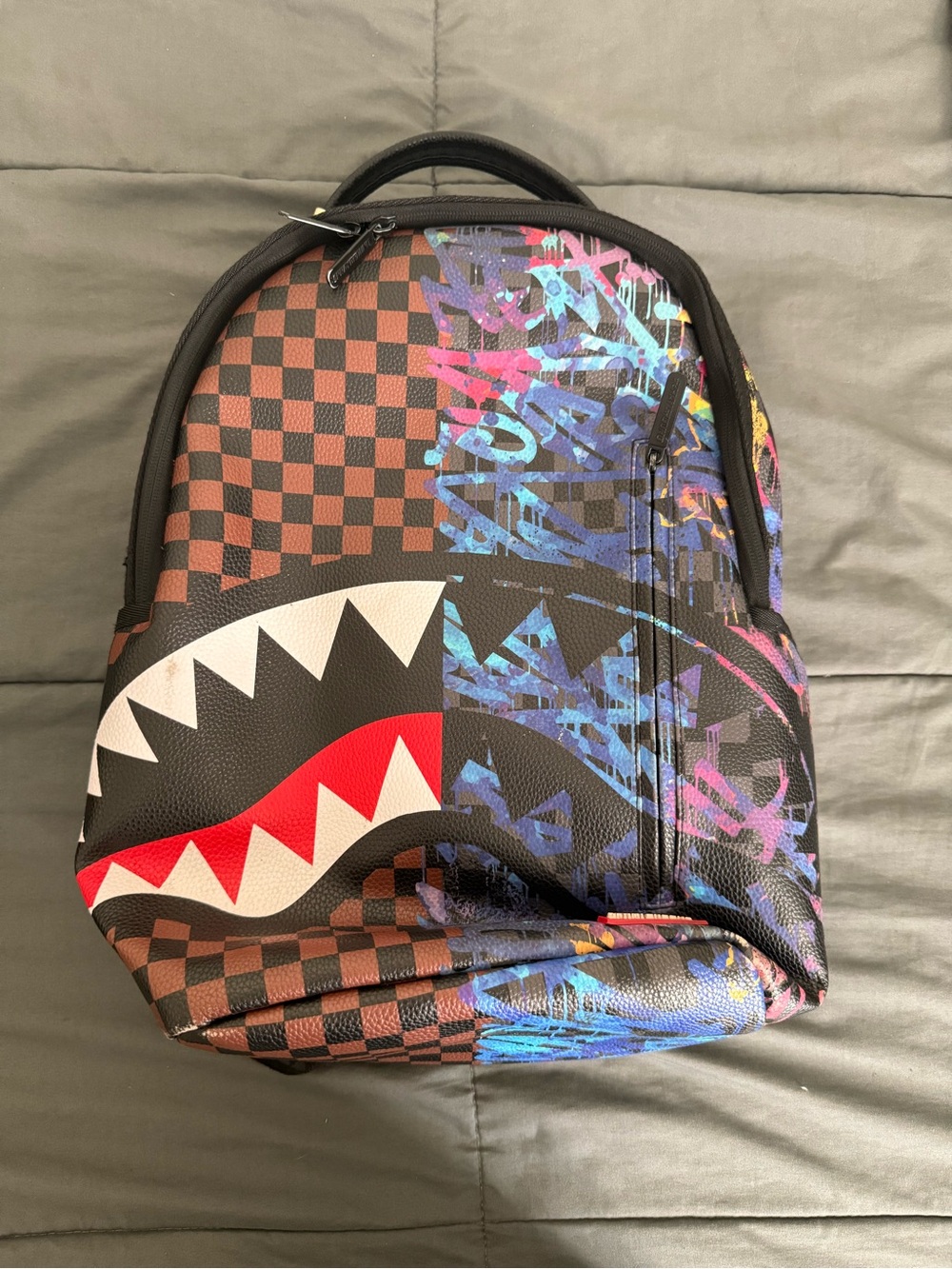 Sprayground Checkerboard Shark Backpack - Black/Brown/Red/Blue/Pink